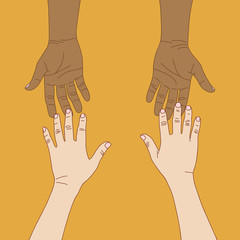 Hand to hand with love concept for Valentines' day, vector forma