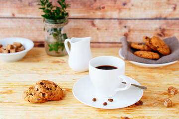 black coffee and cookies for breakfast