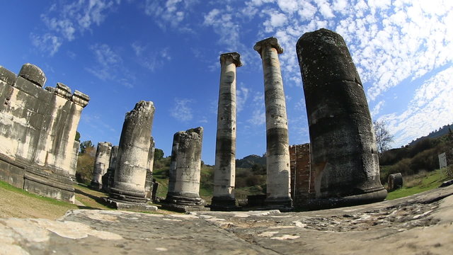 time lapse Artemis Temple of Sardis at Turkey