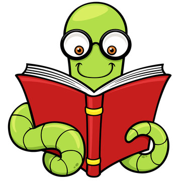 Vector illustration of Cartoon book worm