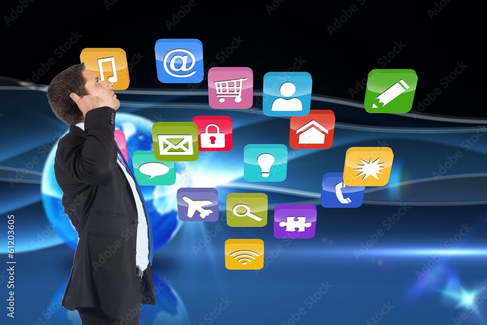 Poster composite image of thinking businessman scratching head