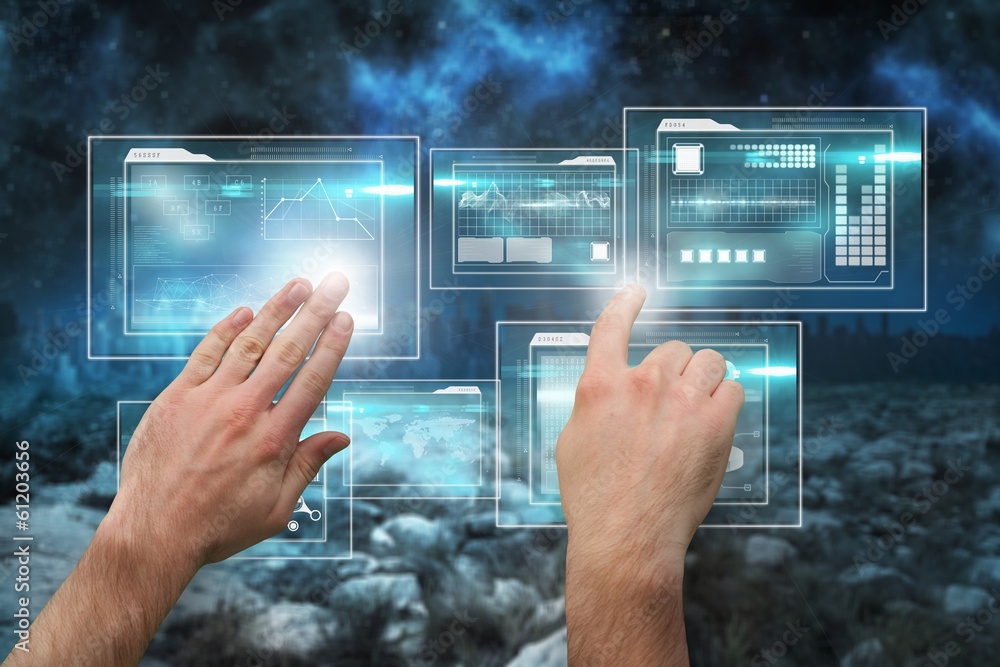Aufkleber Composite image of hands pointing and presenting