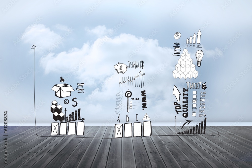 Poster composite image of finance and banking doodles