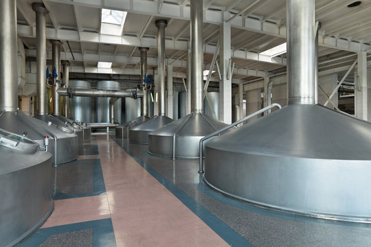 Interior of the brewery, mash vats