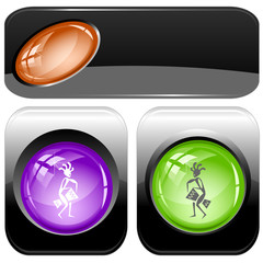 Ethnic little man with drum. Vector internet buttons.