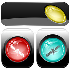 Spaceship. Vector internet buttons.