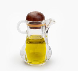 Traditional homemade olive oil isolated on a white background