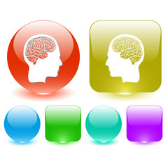 Human brain. Vector interface element.