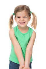 Naklejka premium Adorable little girl smiling at camera
