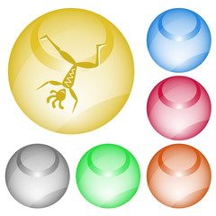 Dancing ethnic little man. Vector interface element.