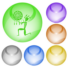 Ethnic little man as shaman. Vector interface element.