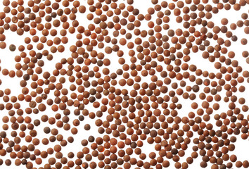 Uncooked lentils isolated on white background