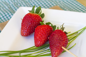 Skewer of strawberries