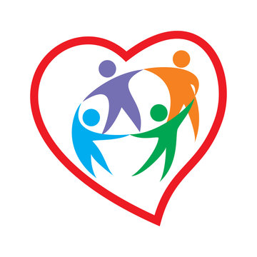 Family heart logo vector