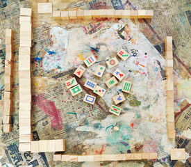 top view of playing field mahjong board game