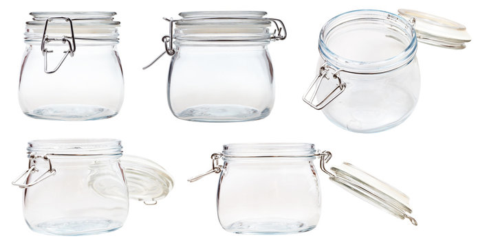 set of small Swingtop Bale glass jar on white