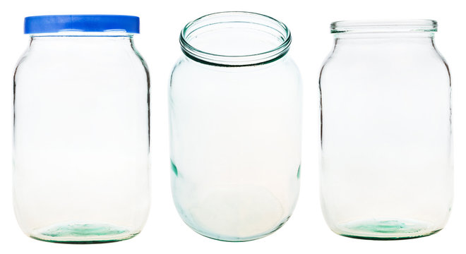 set of Gallon glass jar isolated on white