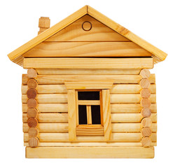 side view of wooden log house