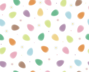 Vector seamless pattern of Easter eggs, blurred, soft effect.