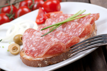 Brot mit Salami