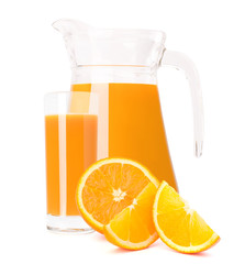 Orange fruit juice in glass jug