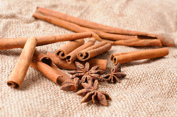 Cinnamon sticks and anise stars