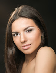 portrait of a beautiful young woman, closeup