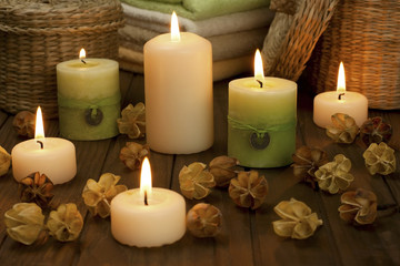 Spa concept with candles still life