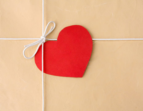Red heart on a gift box