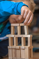 Boy Building Block Constuction