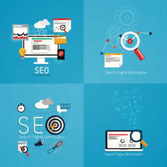 Flat concept of seo process- SEO data analysis. Vector