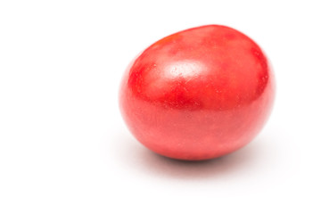 Red Colored Coated Chocolate Candy Isolated On White