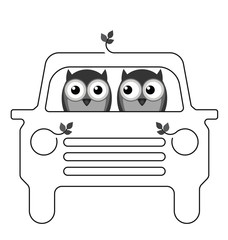 Owl driving his twig car