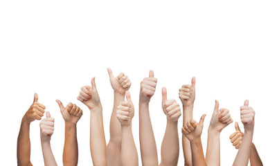 human hands showing thumbs up