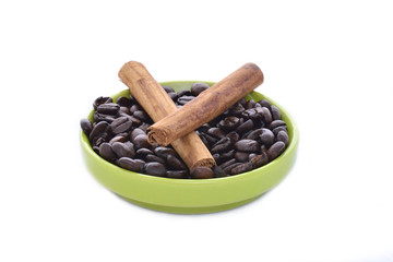 Coffe beans and cinnamon