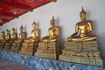 Buddha statues in a complex of temple Wat Pho, Bangkok, Thailand