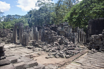 Ruins of ancient Angkor temple Bayon, Cambodia.