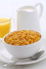 Healthy corn flakes breakfast