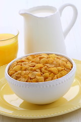Healthy corn flakes breakfast