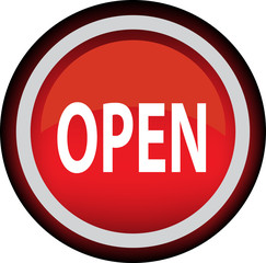 Круглый векторный знак с надписью OPEN