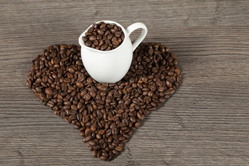 Coffee beans on wood