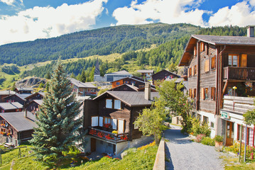 Fototapeta na wymiar Bergdorf Jeizinen w Alpach Szwajcarskich (Valais)