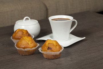 cups of coffee and muffins