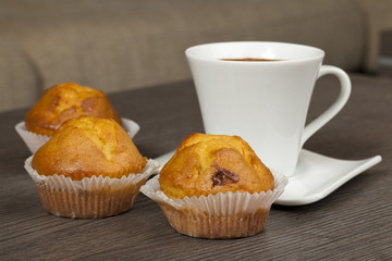 cups of coffee and muffins