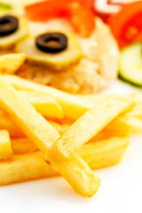 french fries with cutlet for kids menu