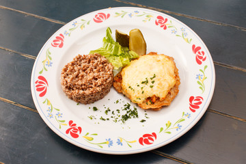 schnitzel with buckwheat