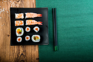 Japanese sushi set, oriental theme