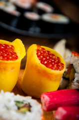 Colorful oriental sushi