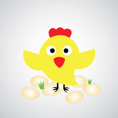Cartoon hen with eggs