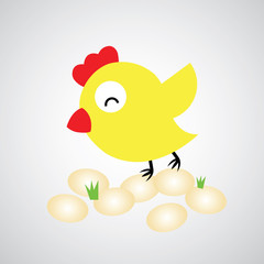 Cartoon hen with eggs